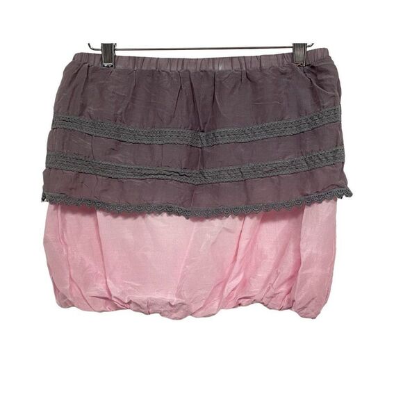 Mini Young Fabulous & Broke Girls 14 Grey and Pink Bubble Top Crochet Detail NEW - Picture 1 of 3
